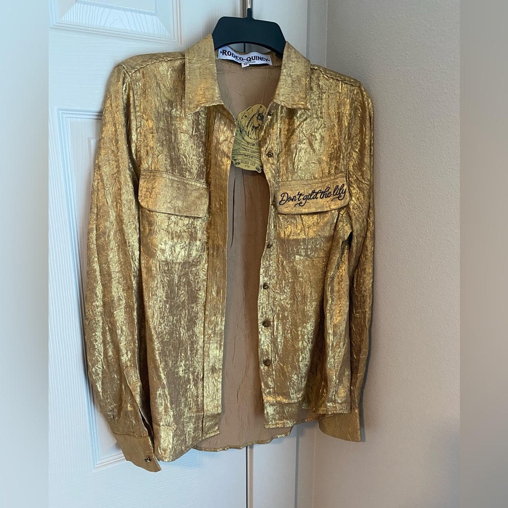 Gold Button-Up Shirt Rodeo Quincy